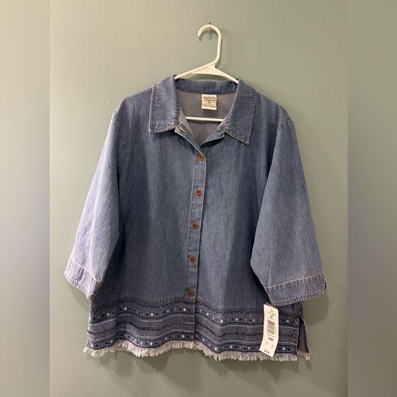 NWT … ALLISON DALEY “Size: 18W” Soft Denim Shirt - Picture 1 of 5